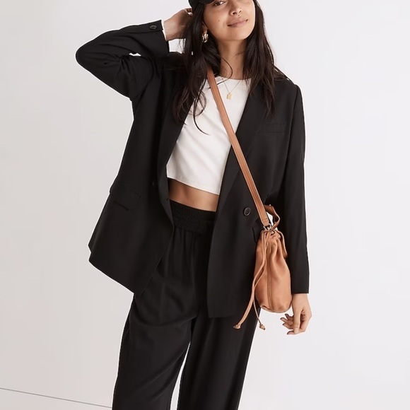Madewell Drapeweave Caldwell Double Breasted Blazer NH328 Black